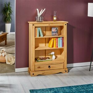 Salsa tömör fenyő könyvespolc fiókkal